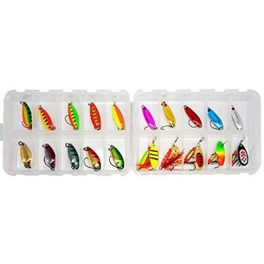 Imagem de 20pcs Conjunto de Iscas Cuchara para Truta Isca Artificial Metal Pesca em Lagos Água Doce com Anel Separador Gancho Caixa Armazenamento Transparente Equipamento
