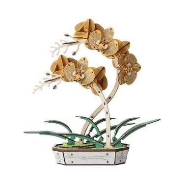 Imagem de Quebra-Cabeça 3D De Madeira DIY Flor Eterna Lírio De Girassol Kit De M