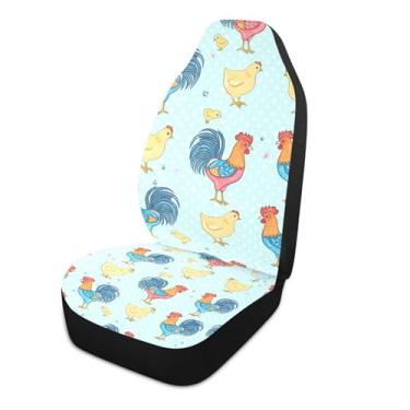 Imagem de xigua Capas de assento de carro frontais universais coloridas Roosters 1 pacote, capas protetoras de assento de carro respiráveis para decoração de interiores automotivos, SUV, carros automotivos