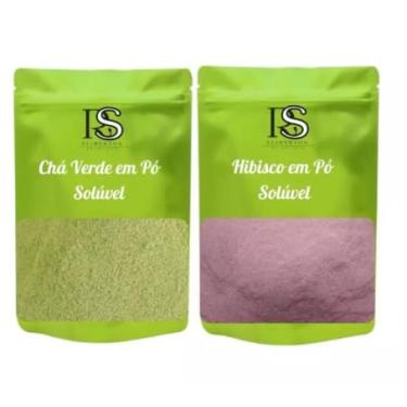 Imagem de Chá Verde e Hibisco em Pó Solúvel, Kit 2 Unidades de 1kg Cada, Bebidas Quentes e Frias