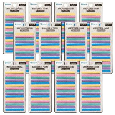 Imagem de Cartela de Marcador de Página Adesivo Translúcido Colorido Fita Tirinha Marca Texto Flag Index (12, Candy Color)