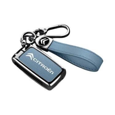 Imagem de Capa De Chave De Carro Em Liga De Alumínio E Couro Para Citroen C1 C2 
