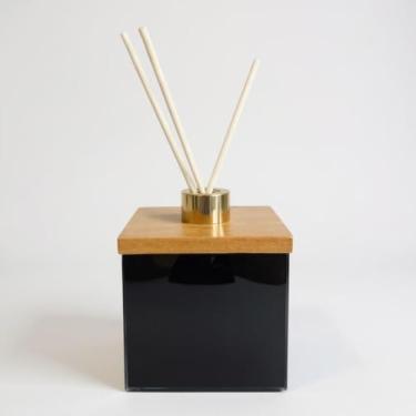 Imagem de Difusor Aromatizador de Ambiente 200ml Vidro e Madeira Com Varetas(Seiva Preto Ouro)