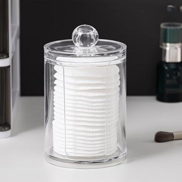 Imagem de Frasco de armazenamento transparente aberto - organizador multiuso para cotonetes, cosméticos e pequenos suprimentos