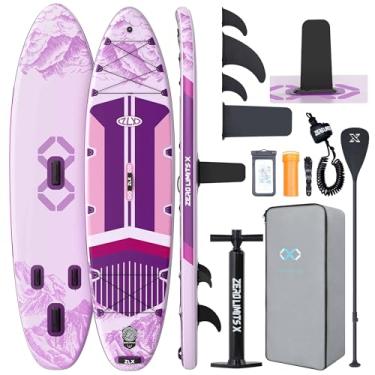 Imagem de ZLX Prancha De Stand Up Paddle Inflável Para Adultos E Jovens, Sup Super Largo 11'6 X 35" Com Barbatana Equilíbrio Patenteada, Deck Antiderrapante, Bomba Manual, Bolsa Transporte Remo Ajustável, Tod