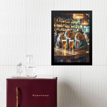 Imagem de Quadro Decorativo Capivaras No Bar 33X24Cm - Com Vidro