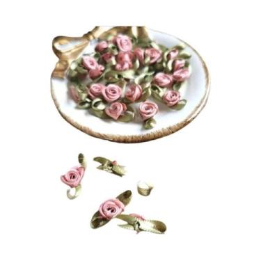 Imagem de Mini Apliques De Flores De Rosa 100 Peças Em Cetim Para Costura DIY, D