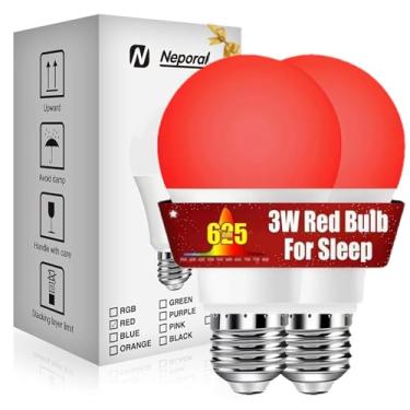 Imagem de Neporal Lâmpadas vermelhas de 625 nm 3 W para dormir, lâmpadas 100% de bloqueio de luz azul para promoção de melatonina, lâmpada noturna de LED A19 equivalente a 40 W para berçário, sono, leitura