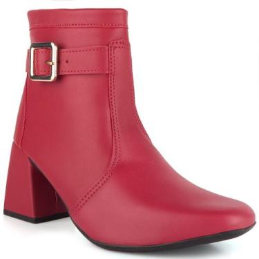 Imagem de Bota Feminina Salto Bloco Grosso 7cm Cano Curto Zíper Moda Casual Inve