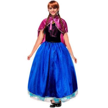 Imagem de Fantasia Princesa Anna Adulta Frozen Cosplay de Luxo C/ Capa - Fantasi