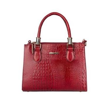 Imagem de Bolsa grande de couro croco estruturada Emilia-Feminino