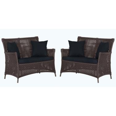 Imagem de 2 Sofás área Externa Igapó Alumínio Marrom Corda Náutica E12 Marrom