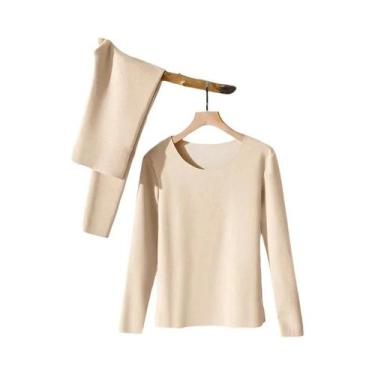 Imagem de Conjunto De Roupa Térmica Feminina Para O Inverno, Manga Longa, Sem Co
