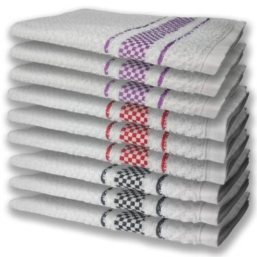 Imagem de 9 Panos De Prato Atoalhado Felpudo Preto Vermelho e Roxo