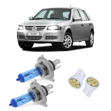 Imagem de Kit Lâmpada Super Branca Farol Alto Baixo + Pingos Vw Gol G4