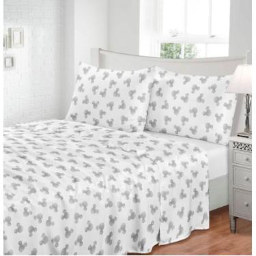 Imagem de Jogo De Lençol Solteiro 300 Fios Mickey Cinza 2 Pçs Jolitex