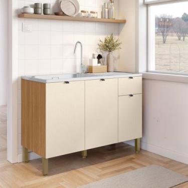 Imagem de Balcão para Pia 3 Portas 1 Gaveta sem Pia MDF Vert Plus Kits Paraná, F