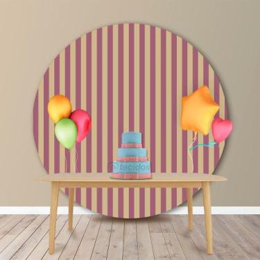 Imagem de Painel Redondo em Jacquard Roxo e Dourado Listrado - Jacquard Tradicio