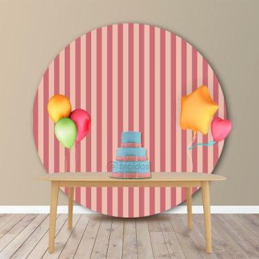 Imagem de Painel Redondo em Jacquard Vermelho com Dourado Listrado - Jacquard Tr