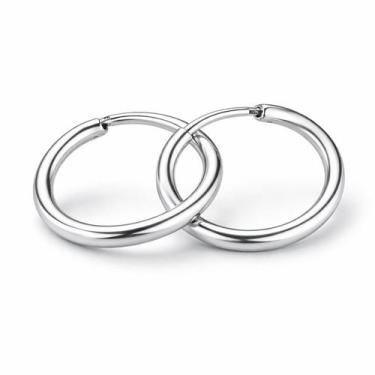 Imagem de Brinco Argola Lisa Prata Italiana 925 10mm Unissex Par - Silver 925