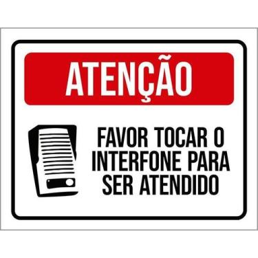 Imagem de Kit 5 Placa Acm Atenção Favor Tocar Interfone Atendido 18X23 - Sinaliz