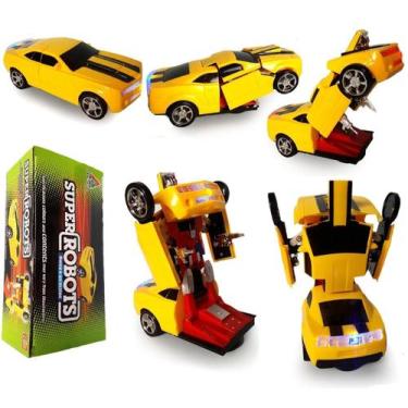 Imagem de Carro Vira Robo Som Luz Carrinho Brinquedo Menino Camaro - Aytoys