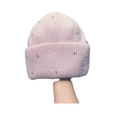 Imagem de Gorro De Inverno Quente Com Strass E Proteção De Orelha Em Pele De Coe