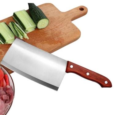Imagem de Cutelo 7" Aço Inox Cabo Madeira Profissional Açougue Cozinha - Ke Home