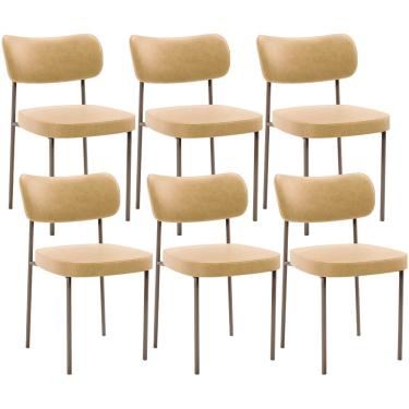 Imagem de Kit 08 Cadeiras Estofadas Para Sala De Jantar Melina Base Arena L02 Couríssimo Fend - Lyam Decor