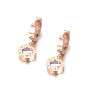 Imagem de Brinco Feminino  Loaker Moda Cubica  Aço 316l , Rosa