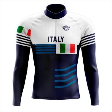 Imagem de Camisa Ciclismo Masculina Longa Rkc Sports Itália Branca-Masculino