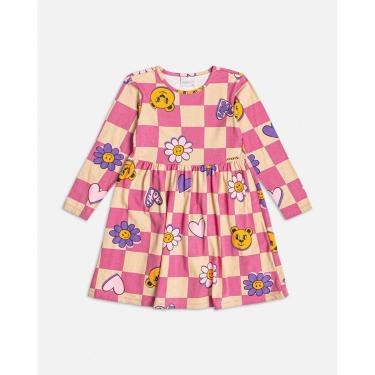 Imagem de Vestido Infantil Grid de Ursinhos Xadrez Rosa Momi-Feminino