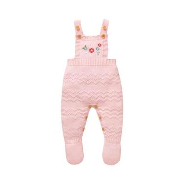 Imagem de Macacão Rosa Floral Para Bebê Menina Sem Mangas, Macacões De Tricô Par