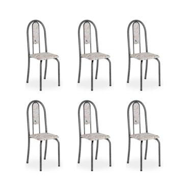 Imagem de Kit c/ 6 Cadeiras Isabel Mart Prata Botanic Bege