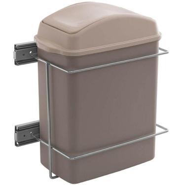 Imagem de Lixeira de Cozinha Deslizante 8,8L de Embutir com Corrediça Lateral Giosul Cinza