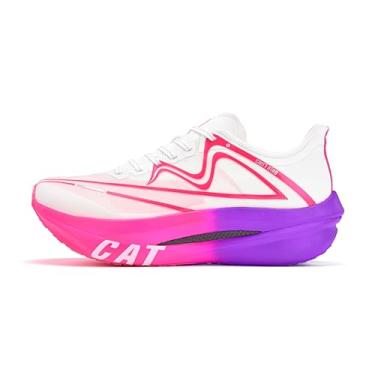 Imagem de Tênis de corrida masculino Marathon Dual Carbon Plates & Dual Midsole Tênis de treino feminino moderno, Branco/Rosa/Roxo, 4