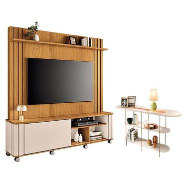 Imagem de Estante Home Theater Trinus Cinamomo Off White Com Aparador Infinity Off White - Hb Móveis