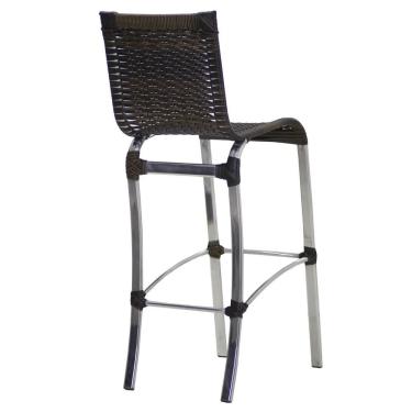 Imagem de 4 Banquetas Haiti + Mesa Bistrô Alumínio Com Tampo Tramado Pedra Ferro