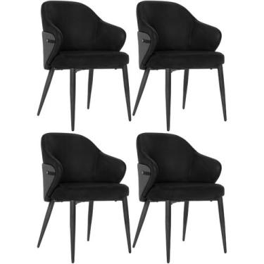 Imagem de Kit 4 Cadeiras de Jantar Estofada Milano Design Italiano com Encosto E