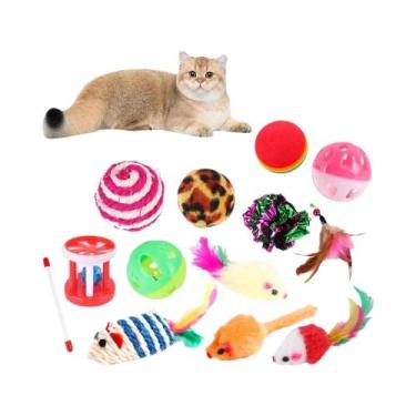 Imagem de Conjunto De 20 Brinquedos Para Gatos: Variedade De Varinhas, Ratos De 