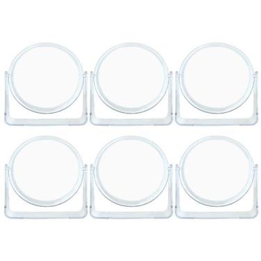 Imagem de 6 Espelhos de Mesa Redondo Dupla Face Moldura Acrilico 16cm - Fx