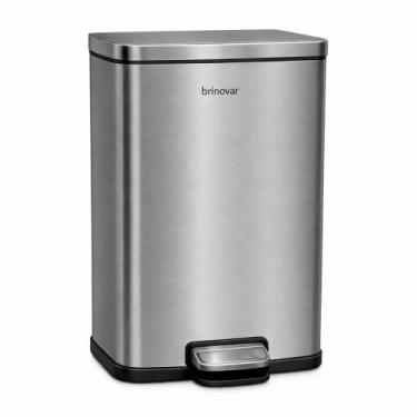 Imagem de Lixeira Inox 12 Litros Com Pedal e Cesto Cozinha Banheiro Brinovar