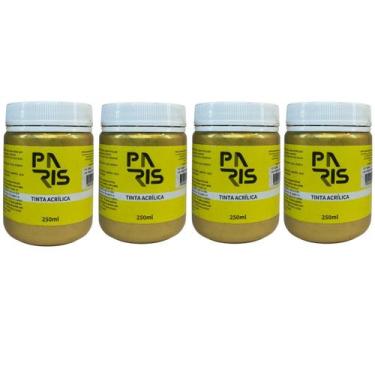 Imagem de Kit 4 Tintas Acrílicas Artísticas Paris Premium Ouro 250ml