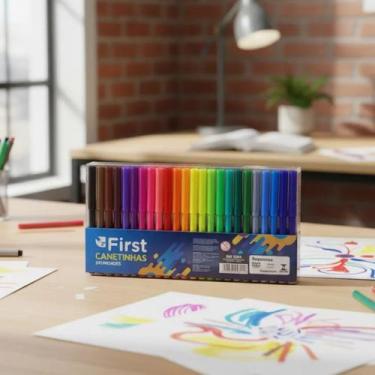 Imagem de Kit de Canetinhas Coloridas com 24 Unidades Colorir Desenhar First