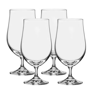 Imagem de Jogo 4 taças cerveja Tulipa cristal l 380ml A18cm -Bohemia, 3 meses po