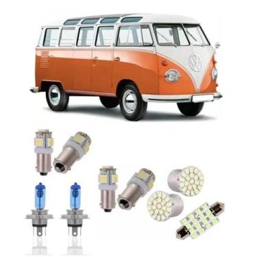Imagem de Kit Lâmpada Super Branca Perua Kombi Pingo Teto Placa Ré Led - TIGER