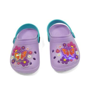 Imagem de Sandália Babuche Menina Borboleta com Enfeite de Led cor:Lilás/Borbole