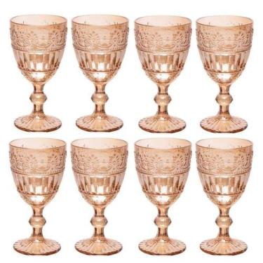 Imagem de Jogo 8 Taça De Cristal Ecológico Para água E Suco Mauve 320ml âmbar Wo