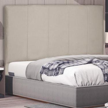 Imagem de Cabeceira Estofada Cama Box Casal King Size Ravenna 195cm Suede Bege -