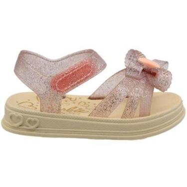 Imagem de Sandália Infantil Barbie Baby Grendene Soft Pink Laço com Glitter Menina-Feminino